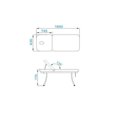 Professionele massagetafel Azzurro 328 wit 2-delige behandelbank met gezichtsopening en papierrolhouder voor salon