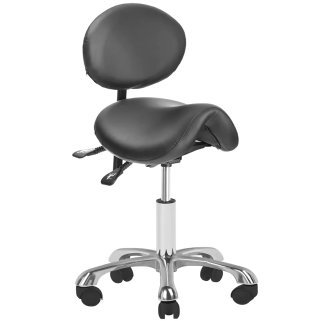 Professionele cosmetische kruk Giovanni 1025 zwart met rugleuning voor manicure, pedicure en ergonomisch salonwerk