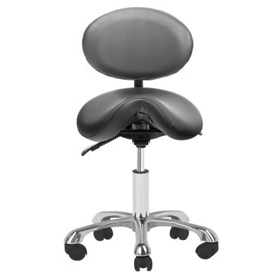 Professionele cosmetische kruk Giovanni 1025 zwart met rugleuning voor manicure, pedicure en ergonomisch salonwerk