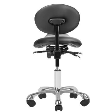 Professionele cosmetische kruk Giovanni 1025 zwart met rugleuning voor manicure, pedicure en ergonomisch salonwerk