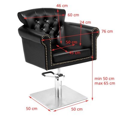 Professionele barberstoel Gabbiano Berlin zwart met verticale verstelling voor barbering, scheren en herensalonservice
