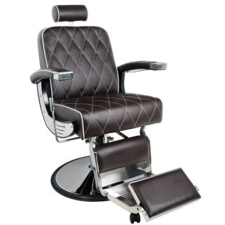 Professionele barberstoel Gabbiano Imperial bruin met hydraulische verstelling voor knippen, scheren en baardverzorging