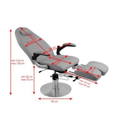 Professionele podologiestoel Azzurro 713A grijs met hydraulische verstelling voor pedicure, podologie en cosmetische salons