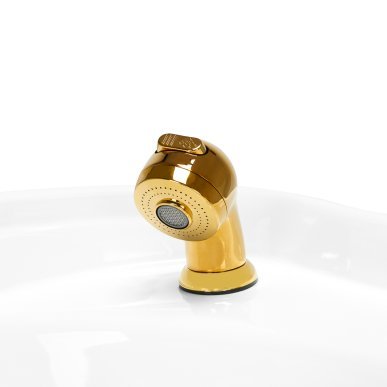 Professionele kapperswasunit Gabbiano Berlin goud-wit met keramische waskom voor haarwassen en kleuren in de salon