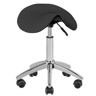 Professionele cosmetische kruk AM-302 zwart met geprofileerde zitting voor manicure, pedicure en beautybehandelingen