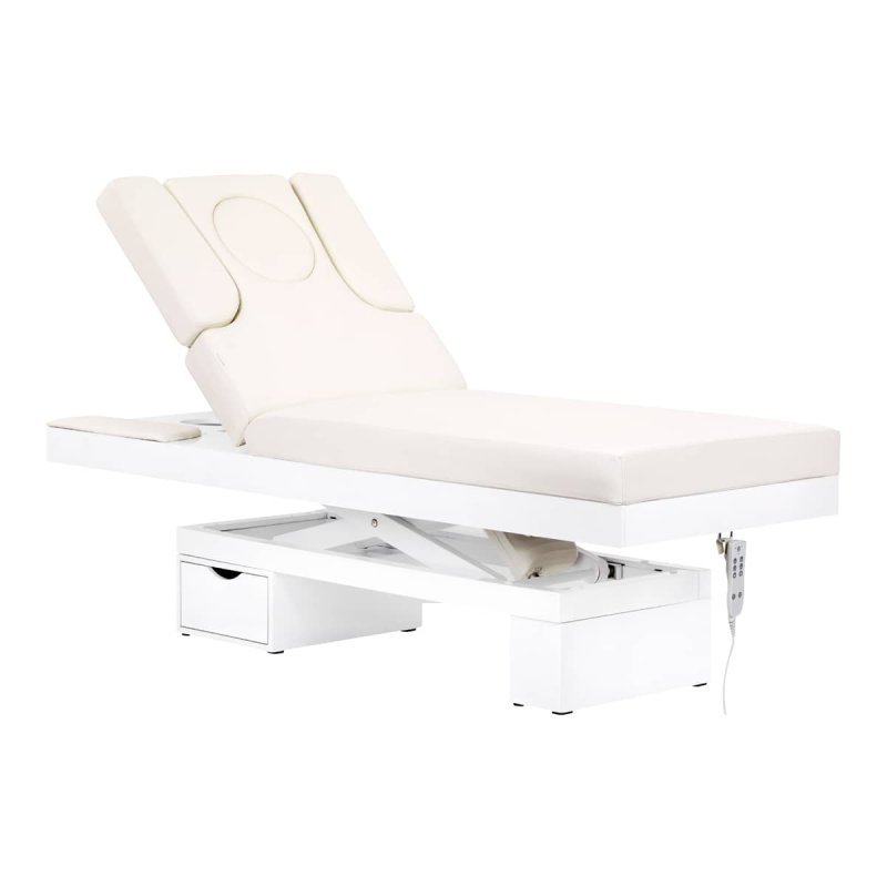 Professionele SPA-behandelbank Azzurro 815B elektrisch verstelbaar in glanzend wit voor cosmetische salons Professionele SPA-behandelbank Azzurro 815B elektrisch verstelbaar in glanzend wit voor cosmetische salons