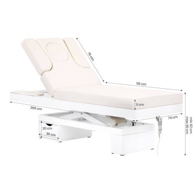 Professionele SPA-behandelbank Azzurro 815B elektrisch verstelbaar in glanzend wit voor cosmetische salons