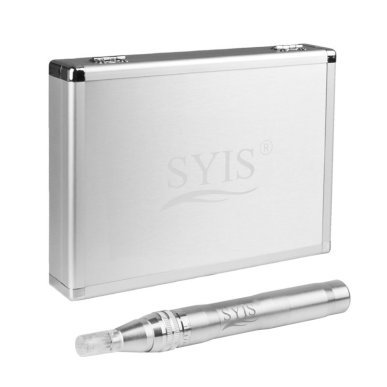 Microneedlingpen SYIS 05 zilver voor professionele huidverbetering, rimpels, littekens en striae, met 12 naalden en 5 standen