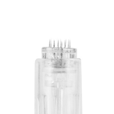 Microneedlingpen SYIS 05 zilver voor professionele huidverbetering, rimpels, littekens en striae, met 12 naalden en 5 standen
