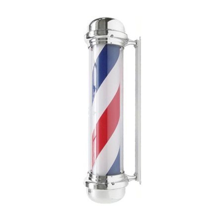 Verlicht barbershop-bord BB-02 zilver groot met roterende cilinder voor professioneel salongebruik aan de muur