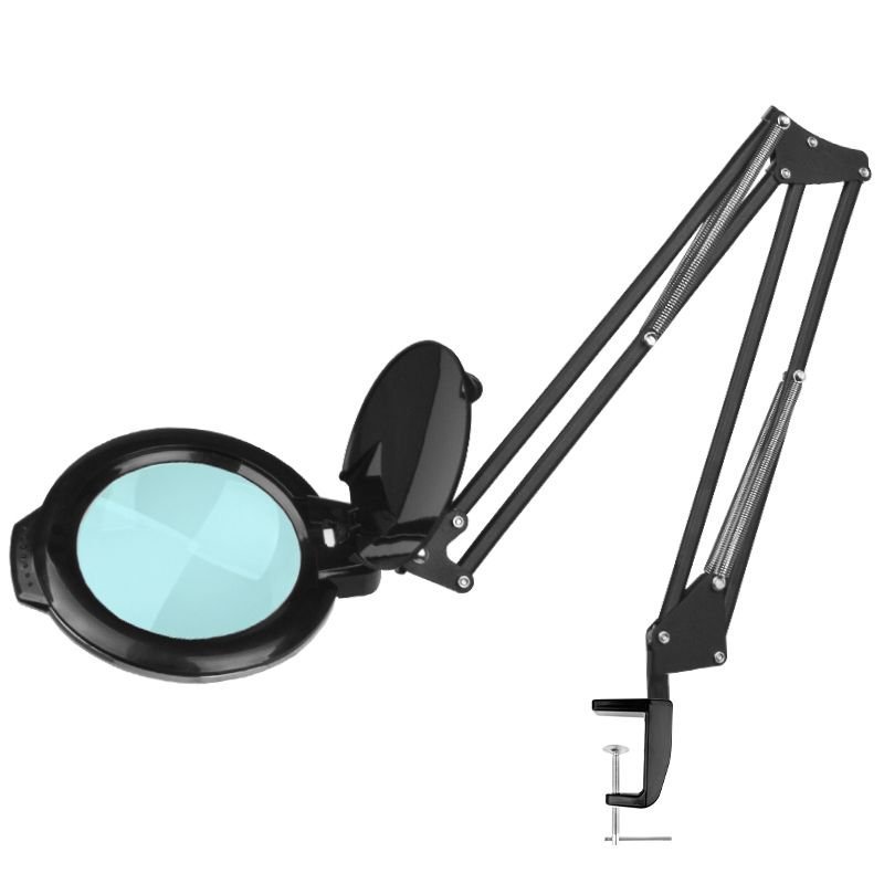 LED-loeplamp GLOW Moonlight 8013/6 zwart, 5 dioptrie, 10 W voor professionele manicure-, pedicure- en salonbehandelingen