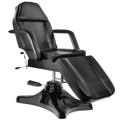 Hydraulische behandelstoel A-234 zwart voor professionele cosmetica, make-up en massage met vergrendelbare draaifunctie