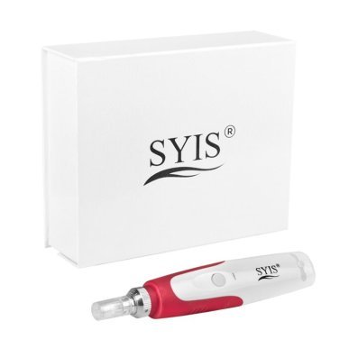 Microneedling pen SYIS 03 wit-rood voor cosmetische mesotherapie en professionele huidverbeterende behandelingen