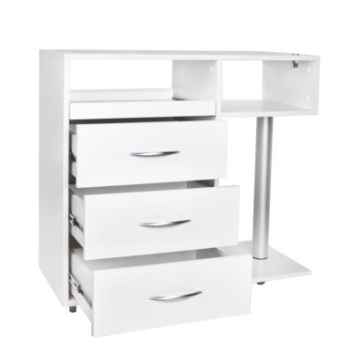Professionele podologie-assistent Y-300 wit met laden en apparatuurplank voor pedicure, salons en behandelkamers