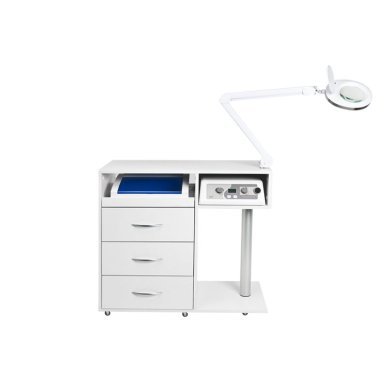 Professionele podologie-assistent Y-300 wit met laden en apparatuurplank voor pedicure, salons en behandelkamers