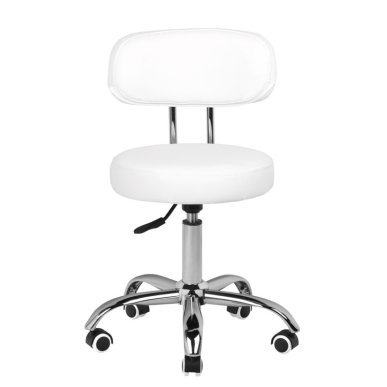 Professionele pedicurekruk A-007 wit met hydraulische hoogteverstelling voor pedicurebehandelingen in salon en praktijk