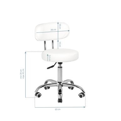 Professionele pedicurekruk A-007 wit met hydraulische hoogteverstelling voor pedicurebehandelingen in salon en praktijk