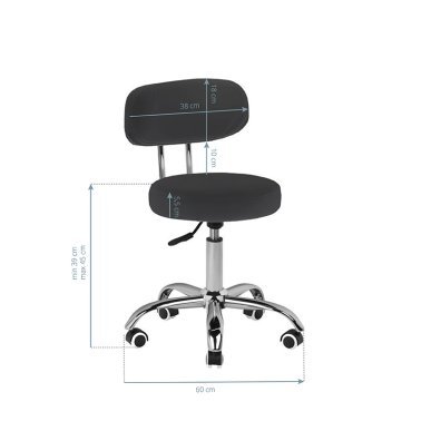 Professionele pedicurekruk A-007 zwart met hydraulische hoogteverstelling voor pedicure, podologie en beautysalon