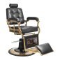 Professionele barberstoel Boss van Gabbiano zwart met hydraulische lift voor knippen, scheren en baardverzorging in salon