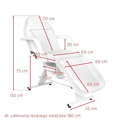 Cosmetische behandelstoel Basic 202 wit met lades en handmatige verstelling voor beauty-, massage- en tattoosalons