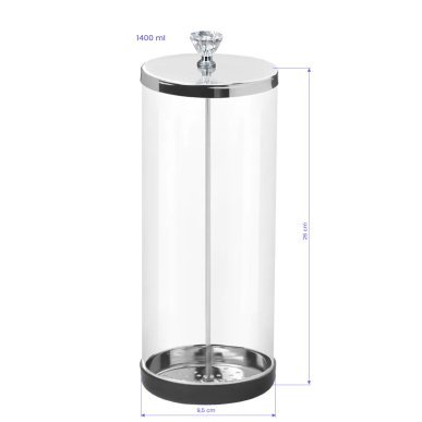Glazen desinfectiepot voor instrumenten 1400 ml voor professionele cosmetica, manicure en podologie in de salon