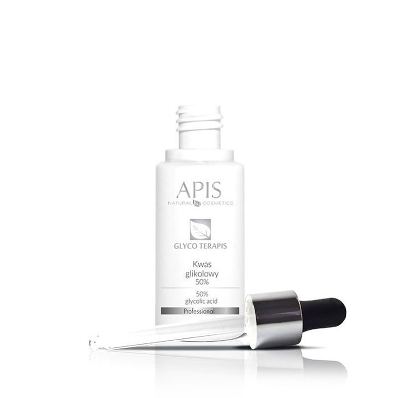 Cosmetisch zuur Glycolic 50% Apis 30 ml voor professionele cosmetische zuurbehandelingen in salon en beautypraktijk