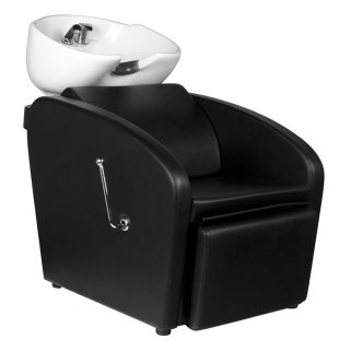 Professionele kapperswasunit Gabbiano Bergen zwart voor kapsalon en barbershop met comfort en praktische werkplek