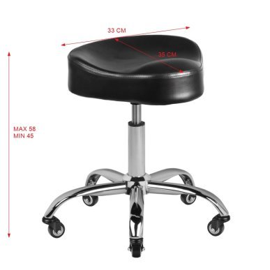 Professionele cosmetische kruk Gabbiano A450 zwart voor een beautysalon, kapsalon en moderne saloninrichting