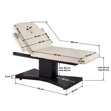 Elektrische behandelbank Azzurro 805 Wengé/Latte, verwarmd, met 1 motor voor professionele beautysaloninrichting