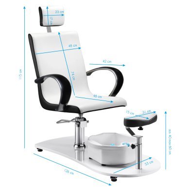 Professionele pedicurestoel met massage model 308 voor beautysalon, pedicurepraktijk en verzorgde saloninrichting