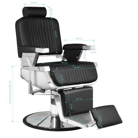 Professionele barberstoel Hair System Royal X zwart voor kapsalon, barbershop en comfortabele kappersdiensten