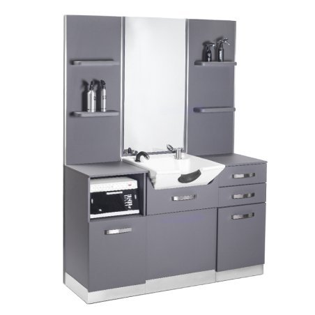 Professionele kappersconsole Gabbiano B085 grijs met wasbak voor kapsalon en barbershop, voor comfortabel salonwerk