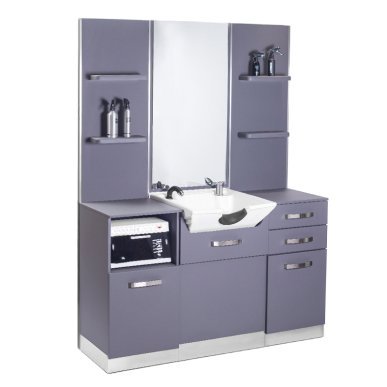 Professionele kappersconsole Gabbiano B085 grijs met wasbak voor kapsalon en barbershop, voor comfortabel salonwerk