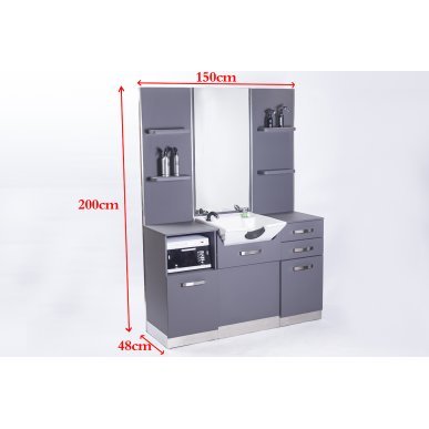 Professionele kappersconsole Gabbiano B085 grijs met wasbak voor kapsalon en barbershop, voor comfortabel salonwerk