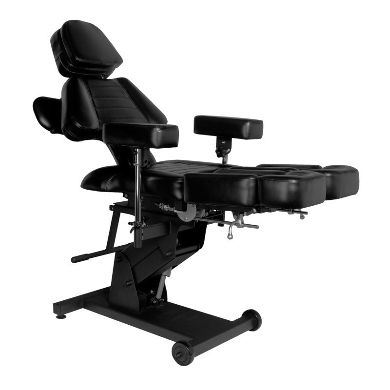 Elektrische tattoo stoel Pro Ink 606 zwart voor professionele tattoo studio's en comfortabele klantpositionering in de studio Elektrische tattoo stoel Pro Ink 606 zwart voor professionele tattoo studio's en comfortabele klantpositionering in de studio