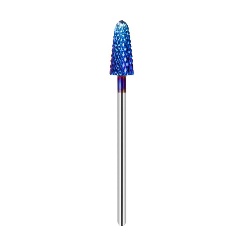 Nagelfreesbit Hard Blue rechte kegel 03 Exo voor gel, acryl en hybride nagels bij manicure en pedicure in de salon