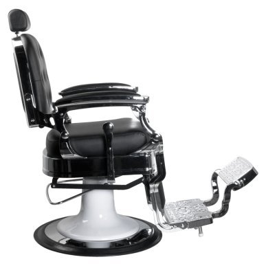 Professionele zwarte barberstoel Gabbiano Ernesto met hydraulische lift, hoofdsteun en synthetisch leer voor barbershop