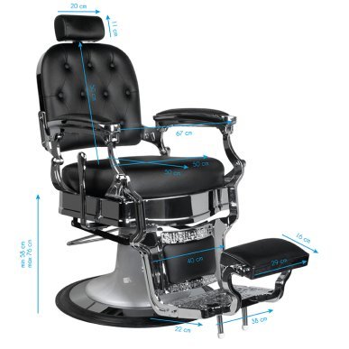 Professionele zwarte barberstoel Gabbiano Ernesto met hydraulische lift, hoofdsteun en synthetisch leer voor barbershop