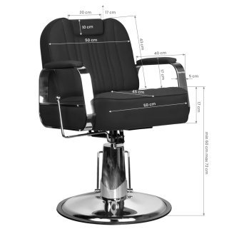 Professionele barberstoel Gabbiano Stern zwart voor kapsalon en barbershop met comfort voor dagelijkse saloninrichting