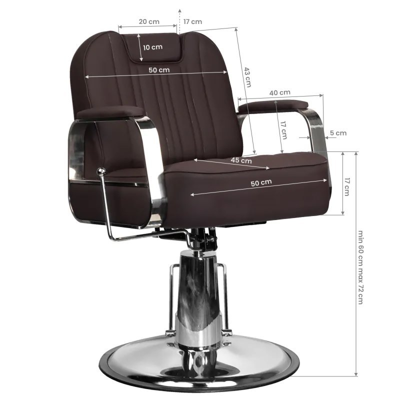 Professionele barberstoel Gabbiano Stern bruin voor kapsalon en barbershop, comfortabel voor dagelijkse kappersdiensten