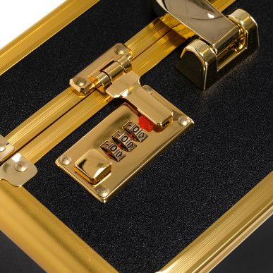 Professionele barberkoffer goud-zwart voor salonorganisatie, comfortabel werken en verzorgde presentatie in de kapsalon
