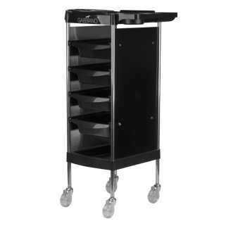 Kapperswerkwagen Gabbiano FX11-B zwart voor kapsalon, beautysalon en professionele studio met praktische werkplekorganisatie