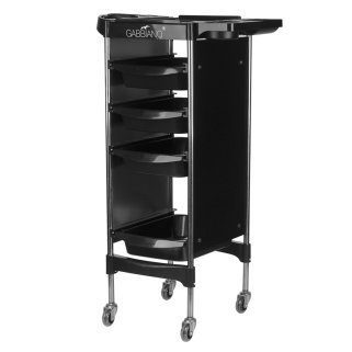 Professionele kapperswerkwagen Gabbiano FX11-2 zwart voor overzichtelijke saloninrichting en comfortabel werken