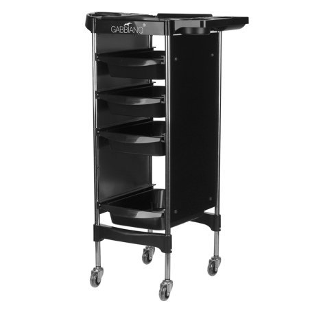 Professionele kapperswerkwagen Gabbiano FX11-2 zwart voor overzichtelijke saloninrichting en comfortabel werken