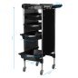 Professionele kapperswerkwagen Gabbiano FX11-2 zwart voor overzichtelijke saloninrichting en comfortabel werken