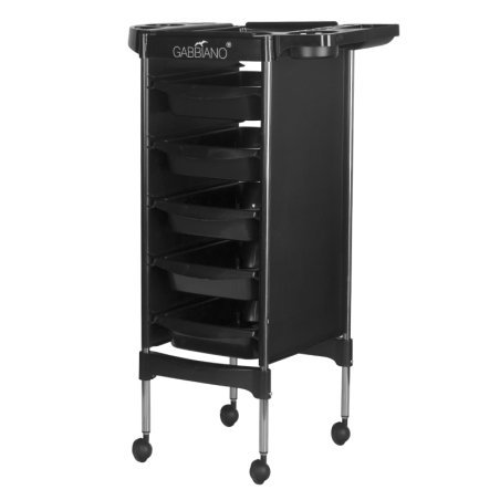 Professionele kapperswerkwagen Gabbiano FX11-5 zwart voor georganiseerde saloninrichting en comfortabel werken in kapsalon