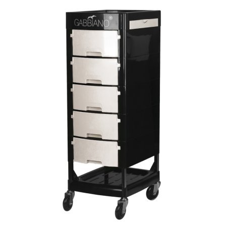 Professionele kapperswerkwagen Gabbiano FT65 zwart-wit voor overzichtelijke saloninrichting en efficiënte werkorganisatie