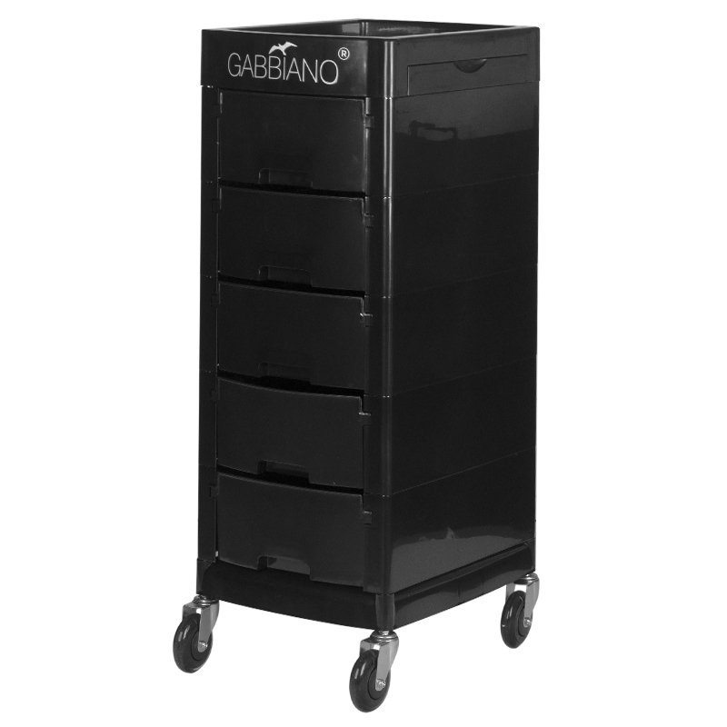 Professionele kapperswerkwagen Gabbiano FT65-A zwart voor kapsalon, beautysalon en georganiseerde saloninrichting