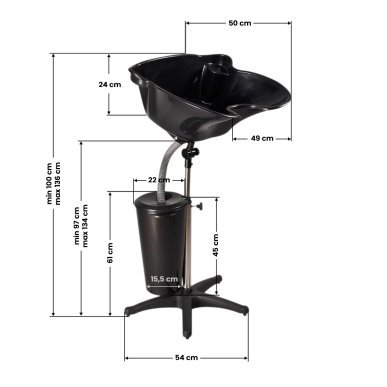 Mobiele kapperswasunit met tank Gabbiano FT42-1 voor professionele salons en comfortabele, praktische haarverzorging