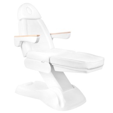 Elektrische behandelstoel wit Sillon 273B met kruk 304 voor beautysalon en professionele behandelruimte met klantcomfort